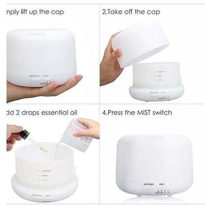 Imagem de Difusor Elétrico Aroma Ultrassônico Com Led 300Ml Branco