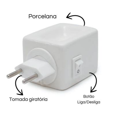Imagem de Difusor Elétrico Aromatizador Bivolt Em Porcelana Para Essência Aromática Óleo Pastilha Wax Melts