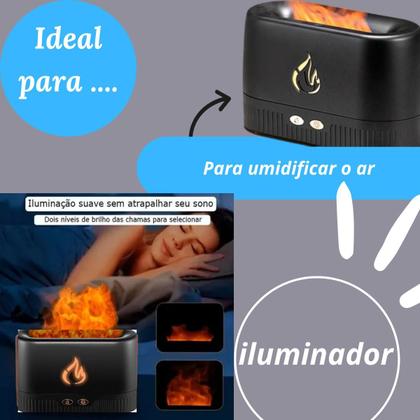 Imagem de Difusor Umidificador Aromatizador Ar Óleo Essencial Chamas  110v/220v - Preto