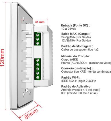 Imagem de Dimmer Fita de Led Wifi Interruptor Dimerizável 1 Botão Br