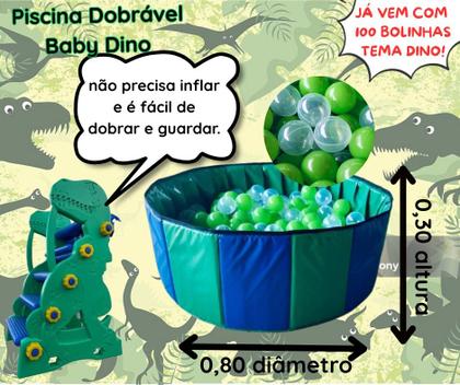 Imagem de Dino kit escorregador bolinhas de piscina mais piscina dobrável