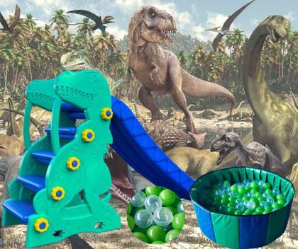 Imagem de Dino kit escorregador bolinhas de piscina mais piscina dobrável