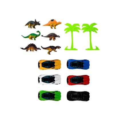 Imagem de Dino Lancador com Garagem DM Toys Pista com Carrinhos e Acessorios Brinquedo Recreativo