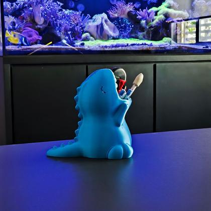 Imagem de Dinossauro Azul Baby Porta Caneta Lápis Objeto Decoração Infantil 3D Quarto