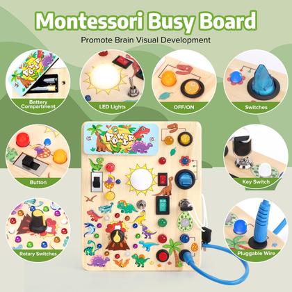 Imagem de Dinossauro Busy Board Graarain com luz LED para crianças com mais de 1 ano