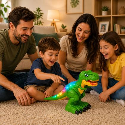 Imagem de Dinossauro de Controle Remoto Anda Emite Luzes Som Verde - Castela