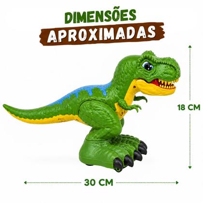 Imagem de Dinossauro de Controle Remoto Anda Emite Luzes Som Verde - Castela