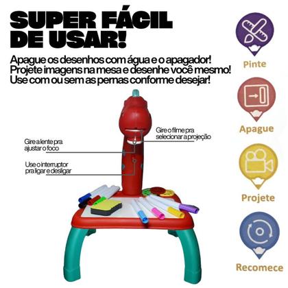 Imagem de Dinossauro Mesa Projetora Infantil Com 24 Opções De Desenho Papel Especial Apagável 8 Canetinhas