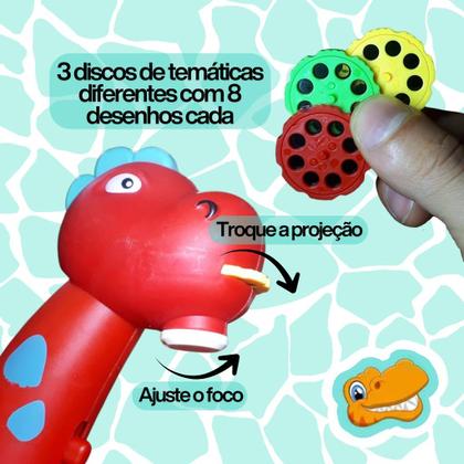 Imagem de Dinossauro Mesa Projetora Infantil Com 24 Opções De Desenho Papel Especial Apagável 8 Canetinhas