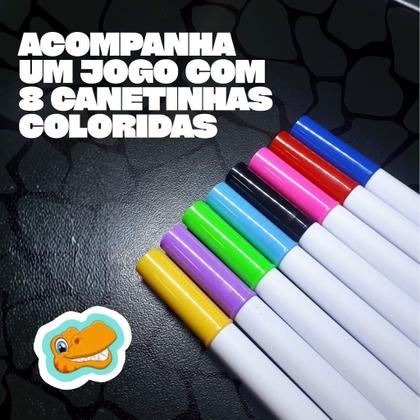 Imagem de Dinossauro Mesa Projetora Infantil Com 24 Opções De Desenho Papel Especial Apagável 8 Canetinhas