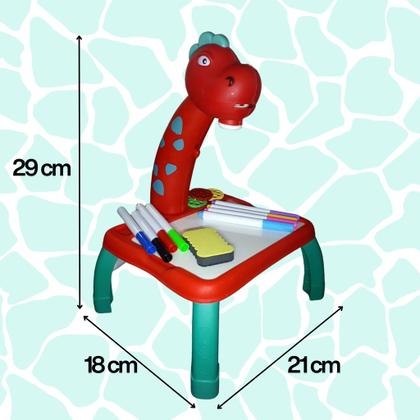Imagem de Dinossauro Mesa Projetora Infantil Com 24 Opções De Desenho Papel Especial Apagável 8 Canetinhas