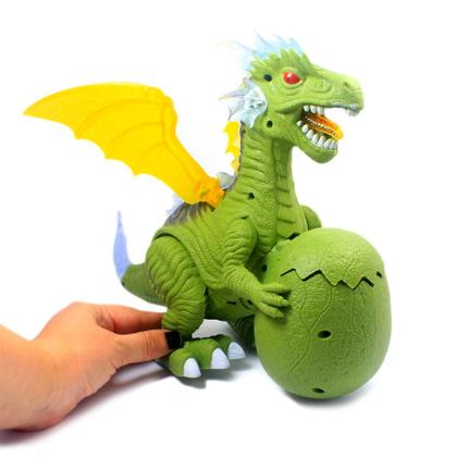 Imagem de Dinossauro que Anda Tiranossauro Rex Dragão com Som Luz e Filhote no Ovo - Verde
