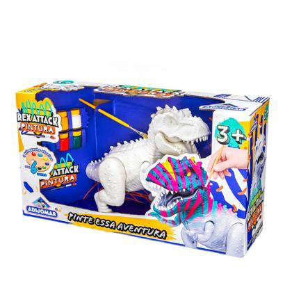 Imagem de Dinossauro Rex Attack Branco Para Colorir Com Pincel  Tintas