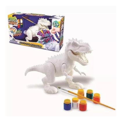 Imagem de Dinossauro Rex De Brinquedo Infantil Para Colorir + 6 Tintas