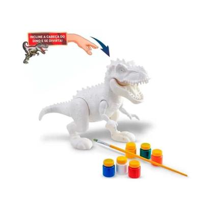 Imagem de Dinossauro Rex De Brinquedo Infantil Para Colorir + 6 Tintas