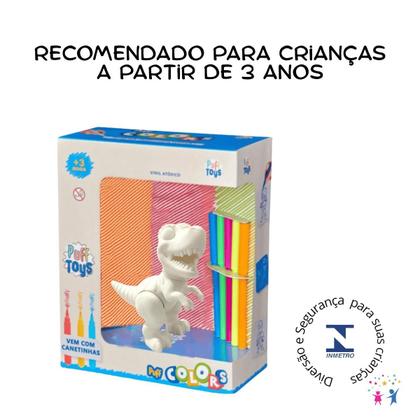 Imagem de Dinossauro Rex Vinil Atóxico Para Colorir com Canetinha Macio Brinquedo Crianças Presentes