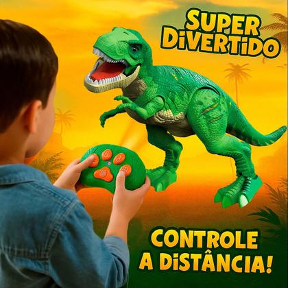 Imagem de Dinossauro Robô De Controle Remoto Anda E Solta Fumaça Com Som E Luz - Art Brink