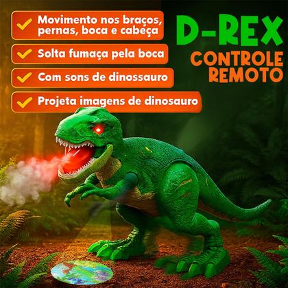 Imagem de Dinossauro Robô De Controle Remoto Anda E Solta Fumaça Com Som E Luz - Art Brink