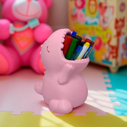 Imagem de Dinossauro Rosa Baby Porta Caneta Lápis Objeto Decoração Infantil 3D Quarto