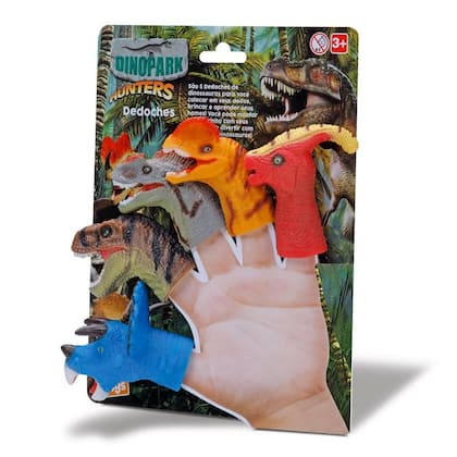 Imagem de Dinossauros Dedoches 5 Espécies Colecionáveis Dinopark - Bee Toys