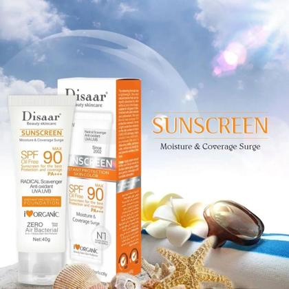 Imagem de DISAAR BELEZA SPF 90 Protetor solar instantâneo Proteção UVA UVB Fundação PA +++ Oil Free Sunblock C