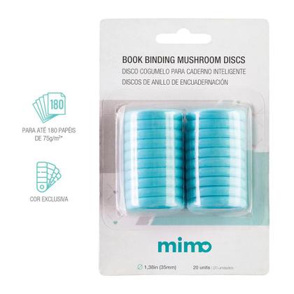 Imagem de Disco Cogumelo para Caderno Inteligente Azul Água Mimo - 35 mm - 20 Unids