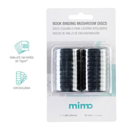 Imagem de Disco Cogumelo para Caderno Inteligente Preto Mimo - 35 mm - 20 Unids