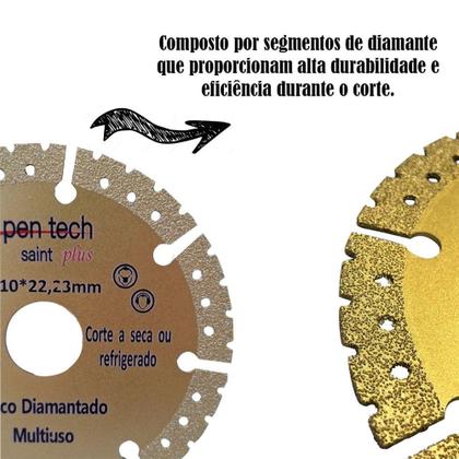 Imagem de Disco Corta Tudo Diamantado Madeira Cerâmica Aço 22,23x110mm - Saint Plus
