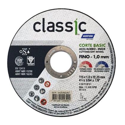 Imagem de DISCO CORTE AÇO INOX CLASSIC BASIC 4.1/2 x1mm 25 PÇS NORTON