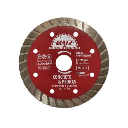 Imagem de Disco Corte Diamantado Turbo P/ Concreto Pedra 110x20mm Matz