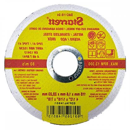 Imagem de Disco Corte Ferro Starrett 4.1/2''X1/16''X7/8'' - Kit C/12 Pecas