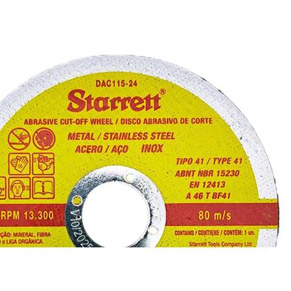 Imagem de Disco Corte Ferro Starrett 4.1/2''X1/16''X7/8'' - Kit C/12 Pecas