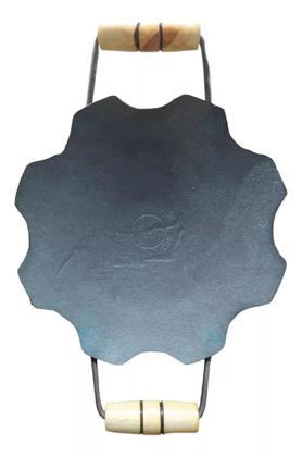 Imagem de Disco de Arado Original Chapa Bifeira Aço Rústico 5mm Reforçado com Alças Em Madeira