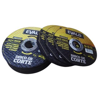 Imagem de Disco de Corte 4.1/2 POL 115 MM Aço Inox Kit 100 Unidades EVALD