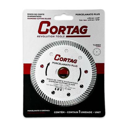 Imagem de Disco de Corte Diamantado Cortag 110mm 1.2mm Turbo Extra Fino Porcelanato Branco Profissional  60863