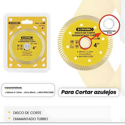 Imagem de Disco De Corte Diamantado Turbo 4 Polegadas Alta Precisão