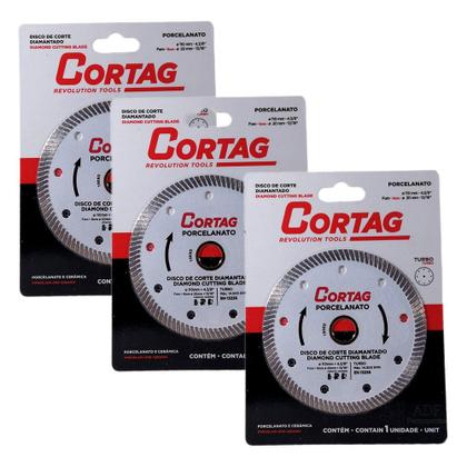 Imagem de Disco de Corte Diamantado Turbo Fino 110 MM Porcelanato Cortag 3 Unidades
