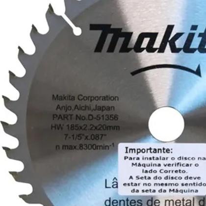 Imagem de Disco de Corte Serra Circular 185x20mm 40 Dentes Makita D-51356