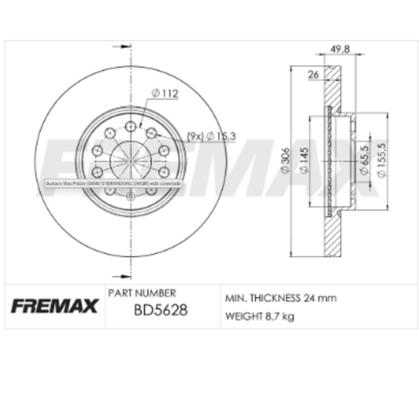 Imagem de Disco de Freio Dianteiro Audi A3 2019+ e Golf GTE TSI 2020+