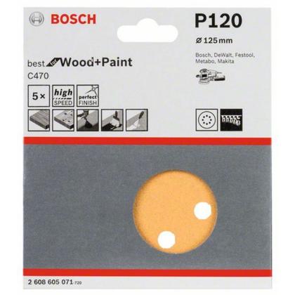 Imagem de Disco de Lixa Bosch C470 Best for Wood&Paint 125mm G100-5un
