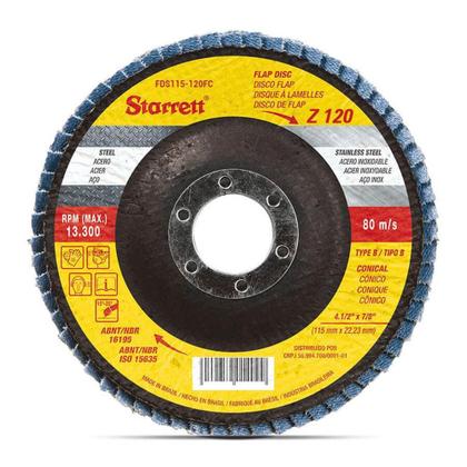 Imagem de Disco de Lixa Flap 4.1/2 POL Grana 120 Com 5 Unidades STARRETT