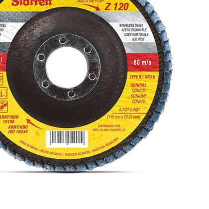 Imagem de Disco de Lixa Flap 4.1/2 POL Grana 120 Com 5 Unidades STARRETT