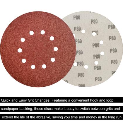 Imagem de Disco de lixar SACKORANGE 80 Grit Hook-and-Loop, 9 polegadas, pacote com 50