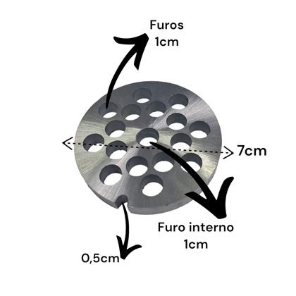 Imagem de Disco de moedor de carne boca 10 com furo 5mm 10/05 aço carbono rede para moedor de carne