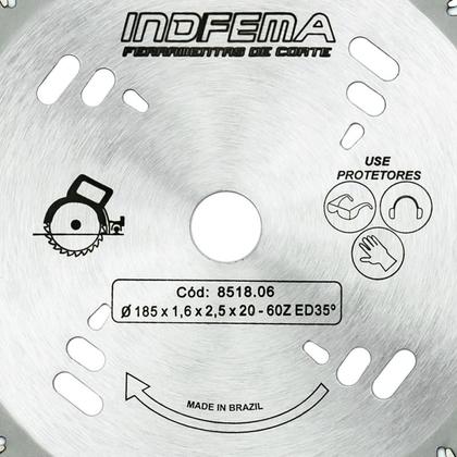 Imagem de Disco de Serra Circular de Widea HW 7.1/4 POL 185 MM 60 Dentes 8518.06 INDFEMA