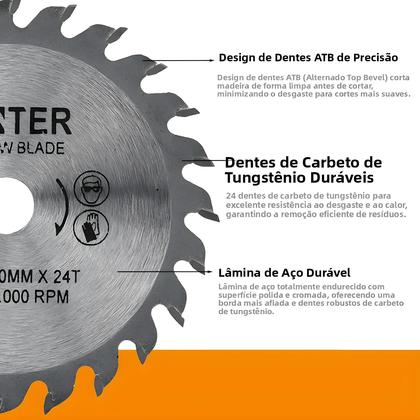 Imagem de Disco De Serra Circular TCT De 75mm 3 Polegadas 24T Para Corte De Madeira Para Esmerilhadeira Com