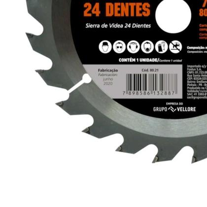 Imagem de Disco De Serra Madeira Famastil Vídea 185MM 7"1/4x 24 Dentes
