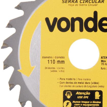 Imagem de Disco de serra para madeira 110 x 20 x 24 dentes com 3 peças - Vonder - Vonder