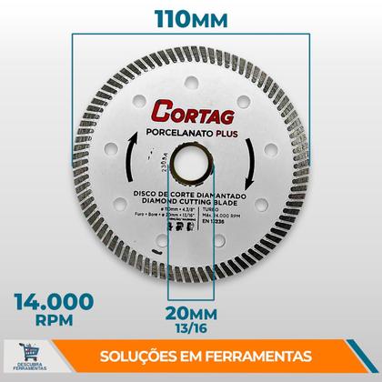 Imagem de Disco Diamantado Cortag Turbo Porcelanato 110mm 1,2mm 61314