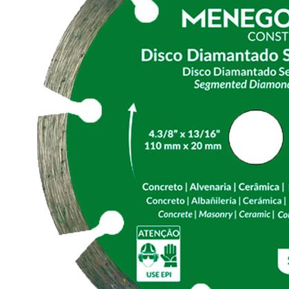 Imagem de Disco Diamantado Segmentado 4.3/8 Pol (110mm) MDS Menegotti
